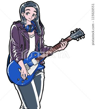 彈電吉他的女人的插圖 115028551