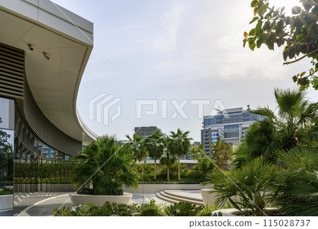 Buildings of different architecture in a park in Dubai, Persian Gulf, United Arab Emirates Buildings of different architecture in a park in Dubai, Persian Gulf, United Arab Emirates 115028737