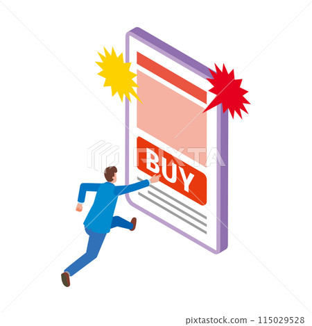 A man making an impulse purchase online 115029528