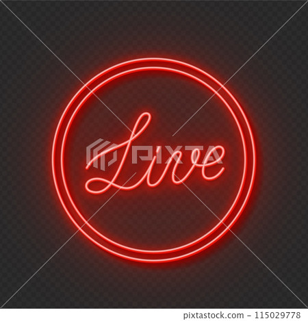 Live Script Neon Sign on transparent dark background. Live Script Neon Sign on transparent dark background. 115029778