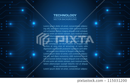 Abstract dark blue technology background with circuit board and text block. Dark blue futuristic digital technology concept 115031200