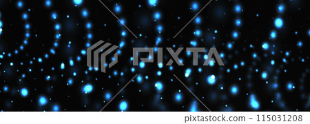 Vector abstract digital particle dot waves in dark blue colors isolated on black background. 115031208