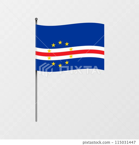 Cape Verde national flag on flagpole. Vector illustration. Cape Verde national flag on flagpole. Vector illustration. 115031447