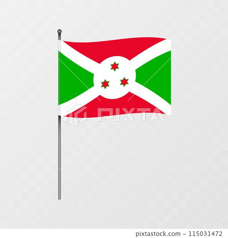 Burundi national flag on flagpole. Vector illustration. 115031472