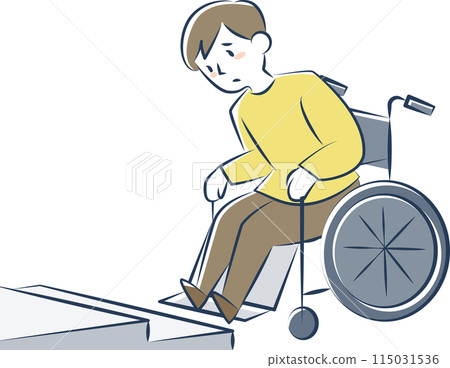 一個坐在輪椅上的年輕人步子有問題 一個坐在輪椅上的年輕人步子有問題 115031536