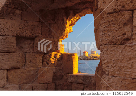 Ancient Stone Arch in Rhodes, Greece 115032549