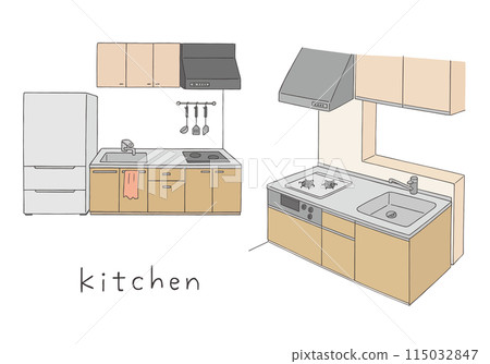Hand-drawn kitchen illustration (color) Hand-drawn kitchen illustration (color) 115032847