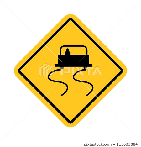traffic sign, Cautionary slippery road 115033884