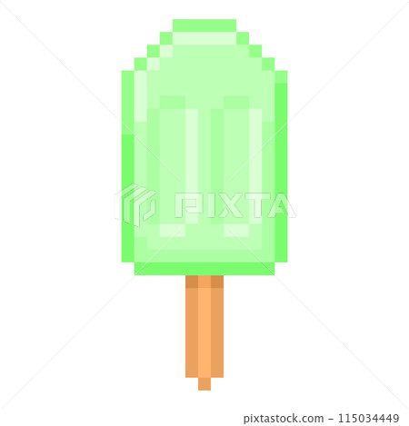 Pixel illustration of lime popsicle Pixel illustration of lime popsicle 115034449