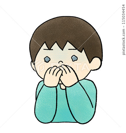 一個臉色蒼白的男孩的手繪插圖 115034454