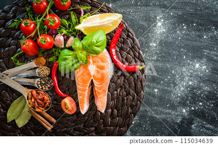 raw red fish 115034639