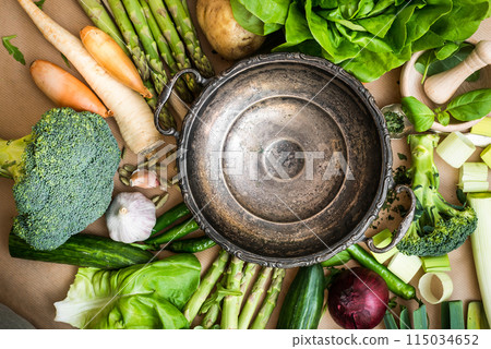 vegetables and bowl vegetables and bowl 115034652