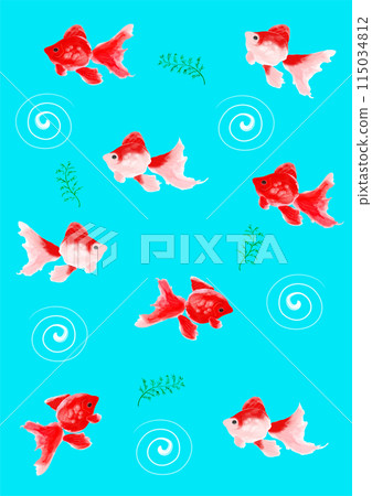 金魚遍布圖案日式手寫插圖 115034812