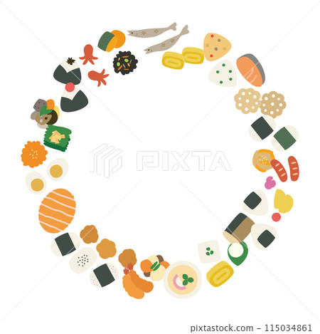 Cute Japanese food circle frame Cute Japanese food circle frame 115034861