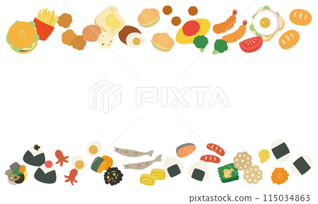 可愛的西餐和日餐線框 115034863