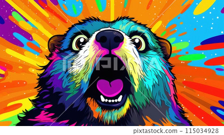 cute funny suprised hamster colorful illustration 115034928