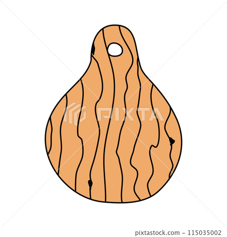 Round wooden chopping board, cooking or baking kitchen utensil design element, vector 115035002