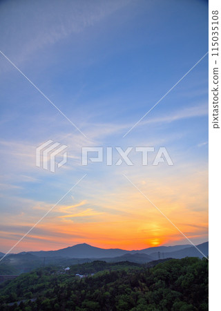 [岐阜縣] 中津川市、苗城遺址的夕陽景色 115035108