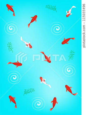 金魚遍布圖案日式手寫插圖 115035496