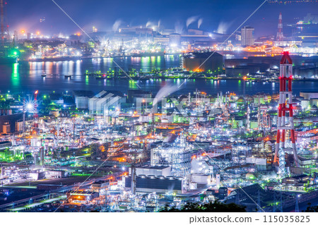 岡山縣倉敷市水島工廠夜景 岡山縣倉敷市水島工廠夜景 115035825