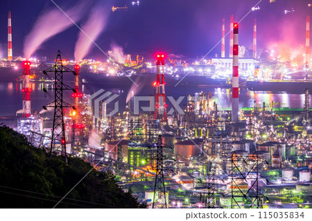 Okayama Prefecture Kurashiki City Mizushima Factory Night View 115035834