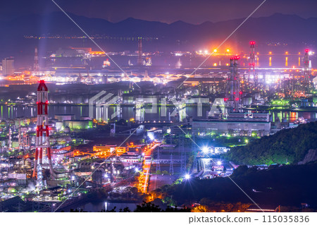 Okayama Prefecture Kurashiki City Mizushima Factory Night View Okayama Prefecture Kurashiki City Mizushima Factory Night View 115035836