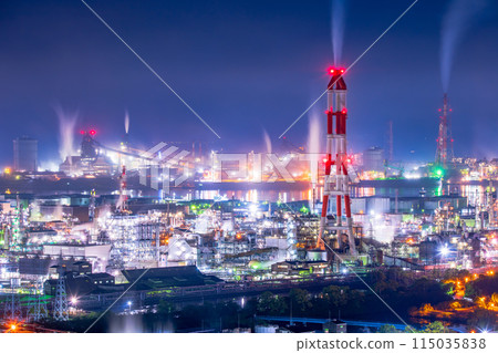 Okayama Prefecture Kurashiki City Mizushima Factory Night View 115035838