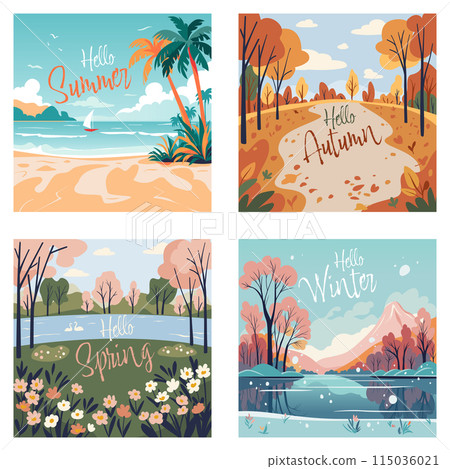 Set of seasonal concept posters Set of seasonal concept posters 115036021