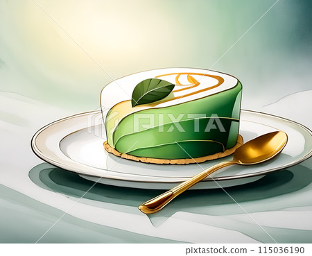 Pastry chef, confectioner, sweets, melon, gold, spoon, gold, green, fresh cream Pastry chef, confectioner, sweets, melon, gold, spoon, gold, green, fresh cream 115036190