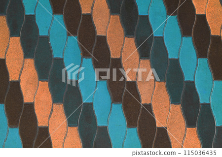 Colored paving slabs floor colorful abstract pattern city street surface stone texture background tile color 115036435