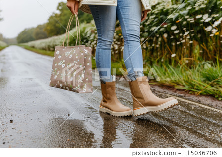 Happy woman carrying colorful shopping bags while walking on the bustling city street Happy woman carrying colorful shopping bags while walking on the bustling city street 115036706