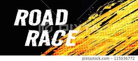 Abstract Sports Background with Orange Brushstrokes and Halftone Effect. Dynamic Grunge Background Design 115036772