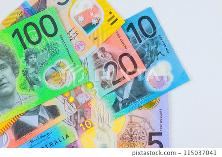 Australian currency AUD dollars is issued by National Bank of Australia in variety denominations. 115037041