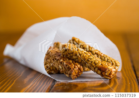 sweet sticks candy made from sunflower seeds 115037319