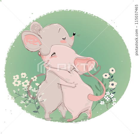 cute lovely mouses characters are hugging 115037465