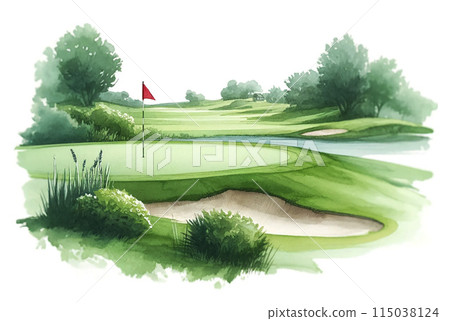 Golf course_watercolor Golf course_watercolor 115038124