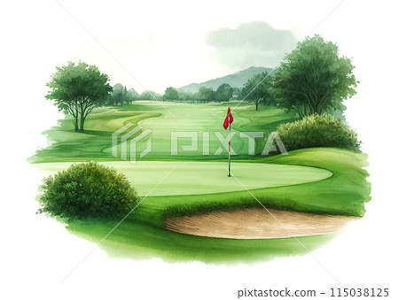 Golf course_watercolor Golf course_watercolor 115038125