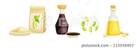 Soya Product from Edible Legume Plant Vector Set Soya Product from Edible Legume Plant Vector Set 115038407