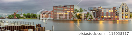 Embankment along the Spree river in the historical part of Berlin at sunset. Germany. Embankment along the Spree river in the historical part of Berlin at sunset. Germany. 115038517