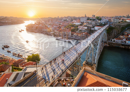 View of Porto city, Portugal, on sunset View of Porto city, Portugal, on sunset 115038677