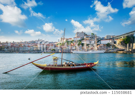 View of Porto city over Douro river. Porto, Vila Nova de Gaia, Portugal 115038681