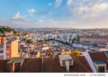 Sunset view of Lisbon from Miradouro da Senhora do Monte viewpoint. Lisbon, Portugal Sunset view of Lisbon from Miradouro da Senhora do Monte viewpoint. Lisbon, Portugal 115038690