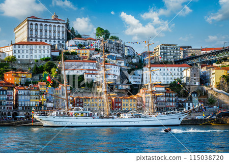 View of Porto city over Douro river. Porto, Vila Nova de Gaia, Portugal View of Porto city over Douro river. Porto, Vila Nova de Gaia, Portugal 115038720