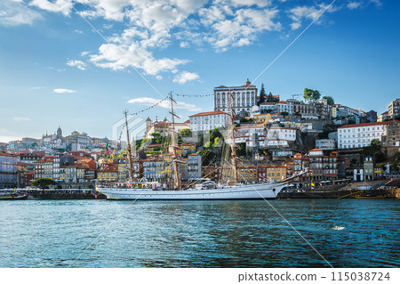 View of Porto city over Douro river. Porto, Vila Nova de Gaia, Portugal View of Porto city over Douro river. Porto, Vila Nova de Gaia, Portugal 115038724