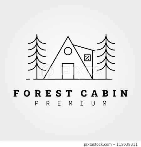 forest cabin line art, logo vector illustration design, creative idea logo forest cabin line art, logo vector illustration design, creative idea logo 115039311