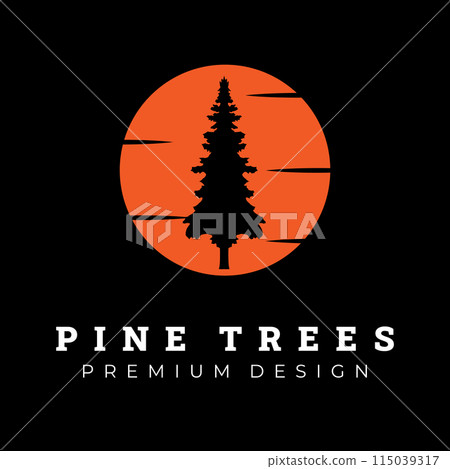 pine tree logo, logos, brand, vector illustration design, icon template 115039317