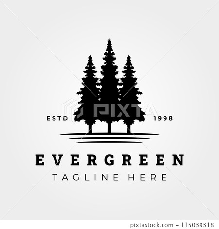 silhouette, pine, evergreen, rustic, fir, cedar, cypress, pinus logo vector illustration design, icon, template silhouette, pine, evergreen, rustic, fir, cedar, cypress, pinus logo vector illustration design, icon, template 115039318
