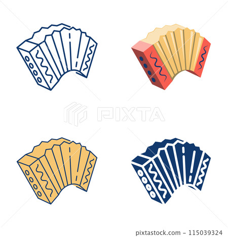 Accordion folk music instrument icon set 115039324