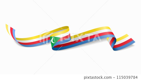 Comoros flag wavy abstract background. Vector illustration. Comoros flag wavy abstract background. Vector illustration. 115039784
