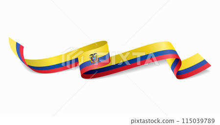 Ecuadorian flag wavy abstract background. Vector illustration. 115039789